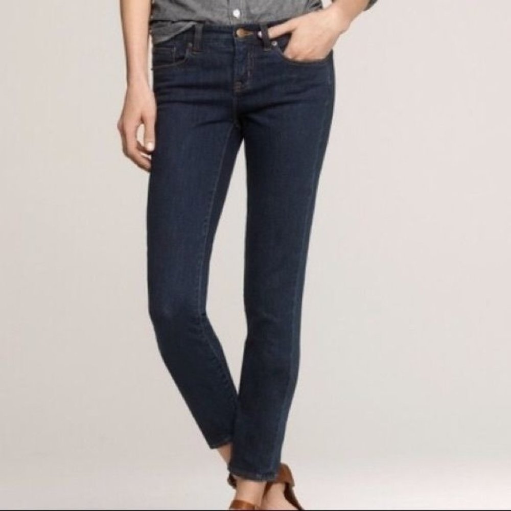 J. CREW Dark Wash Toothpick Ankle Jeans Size 28